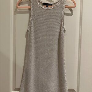 White House Black Market Metallic Cream Sleeveless Tunic
